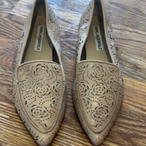 Karl Lagerfeld Leather Loafers in beige leather size 8.5